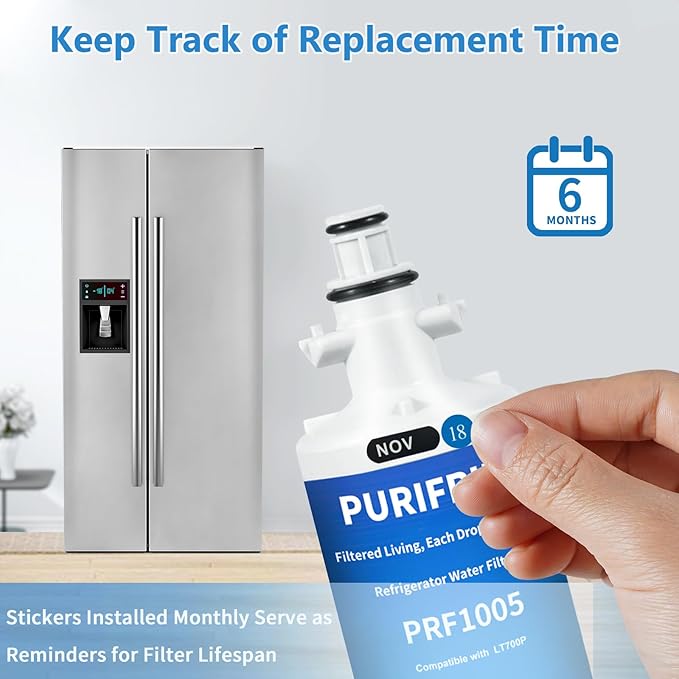 ADQ36006101 Refrigerator Water Filter Compatible with LG LT700P, Kenmore 9690, 469690, ADQ36006102, ADQ36006101, LFXS30766S, RFC1200A,WSL-3, FML-3, 6 Month / 300 Gallon, 3 Pack