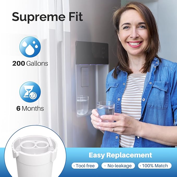 ICEPURE RWF5200A Water Filter Compatible for XWF (NOT Compatible for XWFE), WR17X30702, GE French Doors and Side-by-Side Refrigerators GDE25, GFE26, GNE25, GYE18, GBE21, GDE21, GFE24 Genuine 2PACK