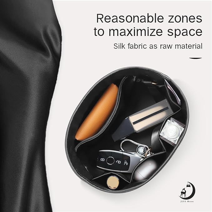 Silky Bag Insert Fit for Hermes Picotin 18/22, Silky Purse Organizer, Lightweight and Silk Touch (Fits PC22, Black)
