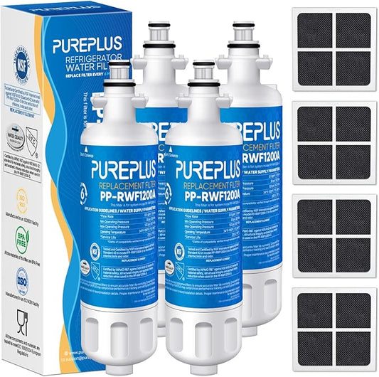 PUREPLUS 469690 LT700P Replacement for LG Kenmore Elite 9690, ADQ36006102, ADQ36006101, LFXS30766S, LFX28968ST, LFX31925ST, LFX31945ST, RWF1052, LT120F, Refrigerator Water and Air Filter Combo, 4Pack