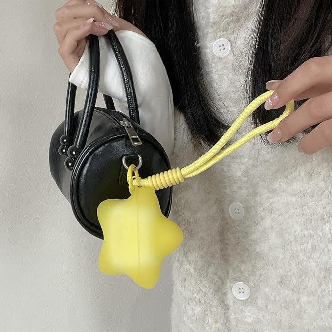 Soft Silicone Case for AirPods Pro 3 (2025), Yellow Glow in The Dark Star Cover with Lanyard Keychain Lock Clip, Full Protection Travel Accessory for Women Men, Transparent Yellow