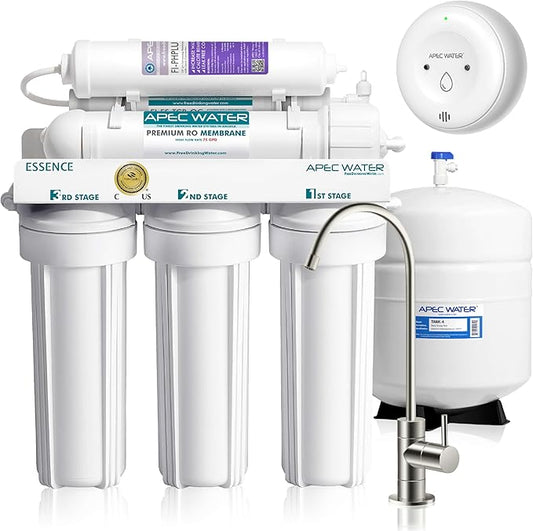 APEC WATER | Reverse Osmosis Water Filter, Alkaline 6-Stage RO System, pH+ Remineralization for Natural Spring Taste, Under Sink Filter WQA Certified Removes 1K+ Impurities, 75 GPD - Smart ROES-PH75LD