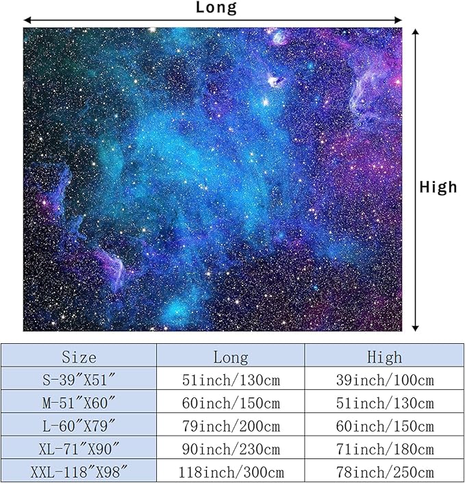 Apdidl Galaxy Tapestry for Bedroom Aesthetic Space Blue Night Starry Sky Stars Universe Tapestry Mysterious Nebula Wall Hanging Backdrop Room Decor for Bedroom Living Room (39'' x 51'')