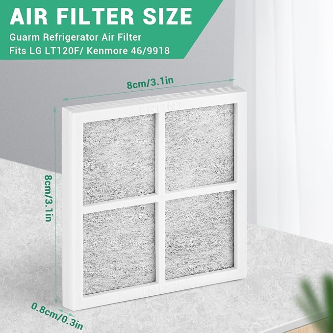 LG LT120F & Kenmore 46-9918 Refrigerator Air Filter Replacement, 4-Pack Triple-Layer Activated Carbon, Easy Install, Odor & VOC Reduction – Barkior