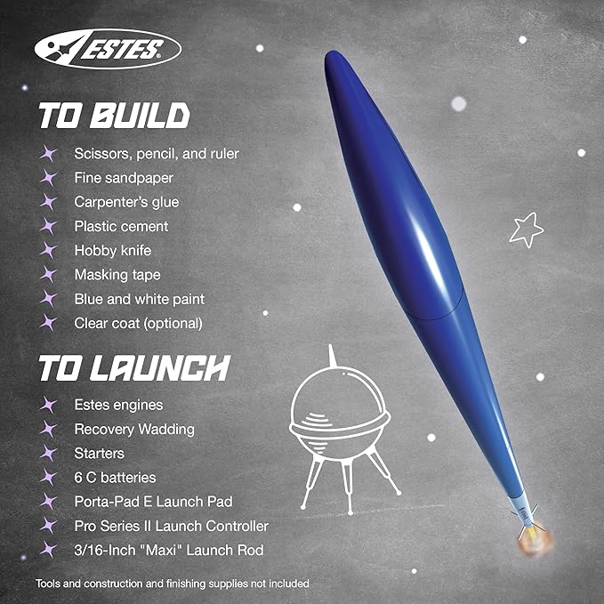 Estes 1295 Mean Machine Rocket-Building Kit, Advanced Flying-Rocket-Model Kit for Ages 10+