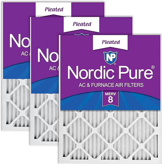 Nordic Pure 16x25x1 (Actual Size: 15 1/2 x 24 1/2 x 3/4) Pleated MERV 8 Air Filters 3 Pack