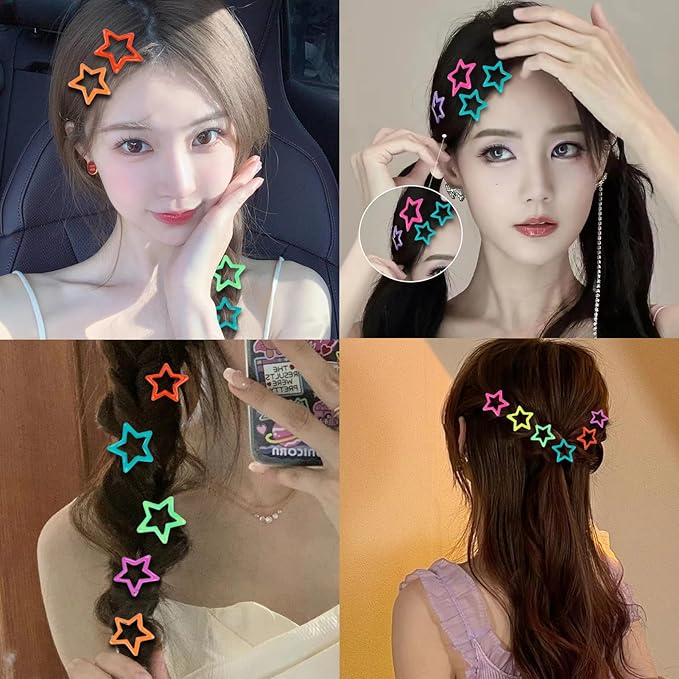 27PCS Star Hair Clips Y2K Glow in The Dark Metal Y2k Hair Accessories for Women Girls Cute Star Barrettes for Long Short Curly Thin Thick Hair Pins Bulk Kawaii Snap Hair Clips Small Styling