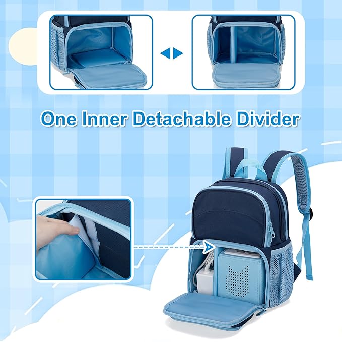 LoDrid Backpack Compatible with Tonie Box 2/1, Carrying Case with Multiple Pockets for Headphones, Charger and Accessories, Storage Bag for Audio Player Starter Set, Navy Blue (Patented Design)