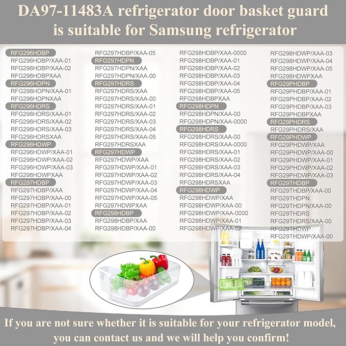 Upgraded DA97-11483A Refrigerator Door Bin Compatible with Samsung Refrigerator Left Lower Door Shelf RFG297HDRS, RFG298HDRS, RFG297HDBP, RFG297HDWP, RFG29PHDRS etc, Replace PS4176339 Door Shelf Bin
