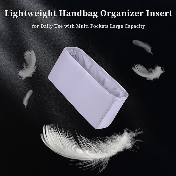 19 Bag Organizer Insert, Purse Organizer with Silky Satin Compatible with Chanel 19 Bag Maxi, Lightweight Shaper for Daily Use (Lavender, Maxi 36)