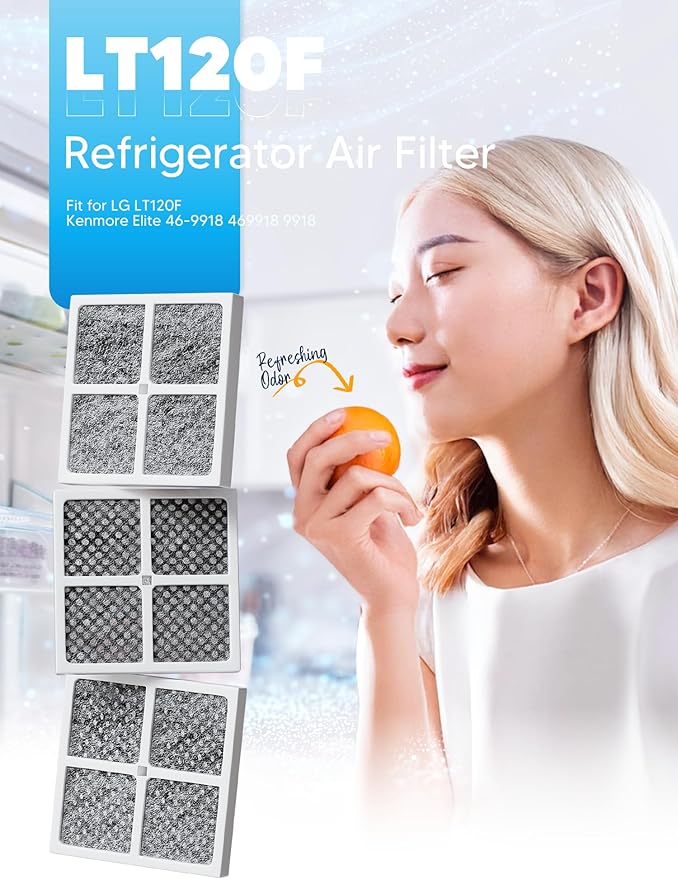 Water Filter Replacement Compatible with LG LT700P/PC/PCS and Kenmore 9690, Replaces ADQ36006101, ADQ36006102, RWF1200A, Fit for LG LFXS30766S, LFXS29626S, LFX31925ST, 3 Packs with LT120F Air Filter