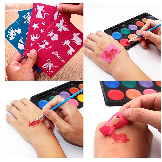 Maydear Face Painting Kit for Kids, 12 Colors Safe and Non-Toxic Large Water Based Face Body Paint - Pearl