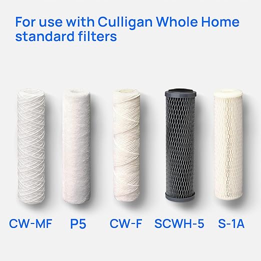 Culligan HF-150A Whole House Water Filter Housing - 3/4" Inlet/Outlet, Standard Duty, Sediment Water Filtration System, UV-Resistant Opaque Design, Pressure Relief Valve, NSF Certified