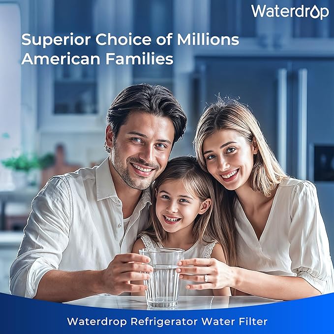 Waterdrop Plus UKF8001 NSF 401,53 Certified Refrigerator Water Filter, 𝐑𝐞𝐝𝐮𝐜𝐞 𝐏𝐅𝐀𝐒, Replacement for Whirlpool® Everydrop® Filter 4, EDR4RXD1, Maytag® UKF8001AXX, 2 Filters (Package May Vary)