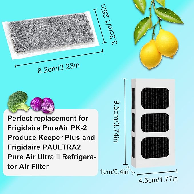 2 Pack Replacements for Frigidaire PureAir PK-2 Produce Keeper Plus and 4 Pack Replacements for FRIGIDAIRE PAULTRA2 Pure Air Ultra II Refrigerator Air Filter (Ultra II)