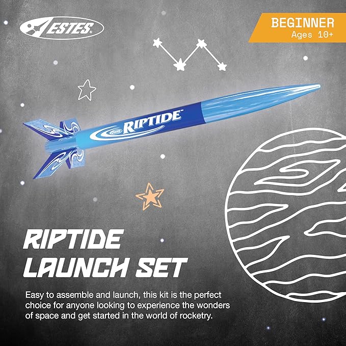 Estes 1403 Riptide Rocket-Building Kit, Beginner Flying-Rocket Model Kit for Ages 10+, Includes Launch Pad and Controller