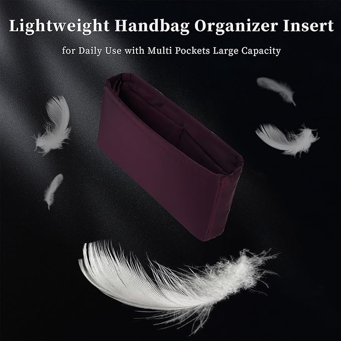 Organizer Insert With Silky Satin Compatible With Chanel Classic Flap Small 23, Lightweight Insert for Flap Bag (Cassis, CF Small)