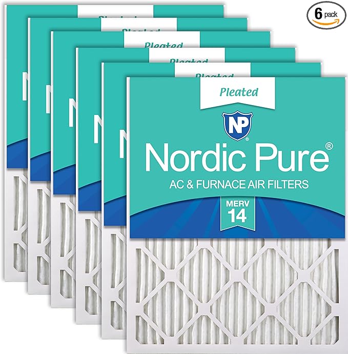 Nordic Pure 16x25x1 (Actual Size: 15 1/2 x 24 1/2 x 3/4) Pleated MERV 14 Air Filters 6 Pack