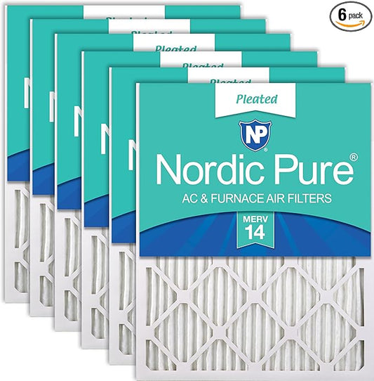 Nordic Pure 16x25x1 (Actual Size: 15 1/2 x 24 1/2 x 3/4) Pleated MERV 14 Air Filters 6 Pack