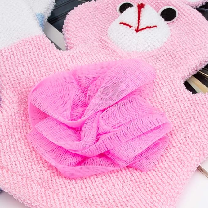 Azure Zone, 4 Pack Cartoon Hand Puppet Bath Wash Mitt Towel with Animal Designs for and Shower
