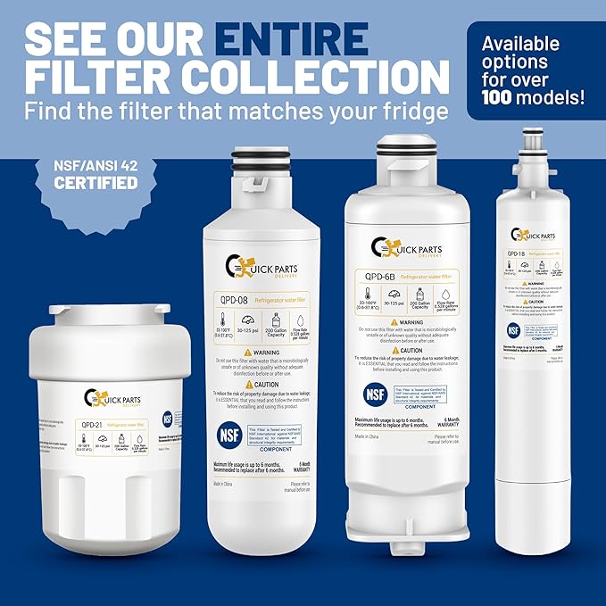QPD-21 GE MWF Refrigerator Water Filter Replacement – Fits GE Side-by-Side Refrigerator Models DSS25KGREBB, GSH25JFXJWW & GFSS6KKYESS – 3-Pack Coconut Carbon Block Water Filters
