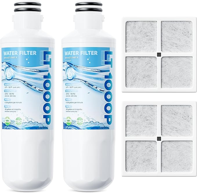 LT1000P ADQ747935 Water Filter and Air Filter Replacement for LG LT1000P/PC/PCS, LMXS28626S, LFXS26973S, LFXS26596S, LFXS28596S, ADQ74793501, ADQ74793502 and LT120F, 2 Combo | by PANDEELS