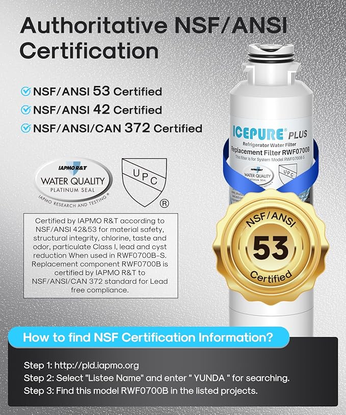 ICEPURE PLUS DA29-00020B NSF/ANSI 53 & 42 Certified Refrigerator Water Filter, Remove Lead, Replacement for Samsung HAF-CIN/EXP HAF-CIN DA29-00020B-1 HDX FMS-2 RF28HMEDBSR RF263BEAESR RF4287HARS 3PACK