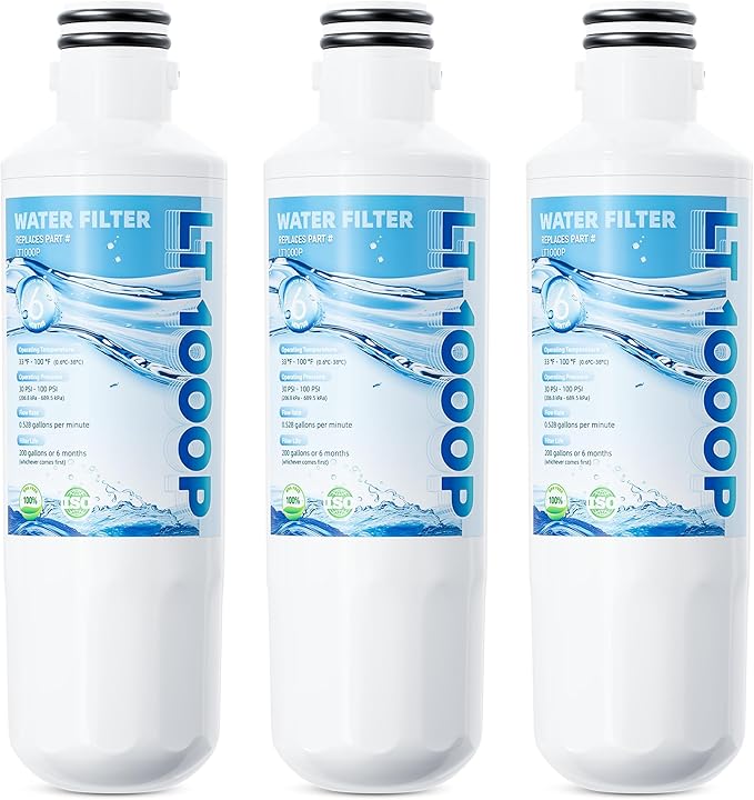 LT1000P ADQ747935 Water Filter 6-Month Replacement for LG LT1000P/PC/PCS, ADQ74793501, ADQ74793502, RWF4700AC, LFXS26973S, LMXS28626S, LRMXS2806S, LFXS28596S, LMWS27626S, Kenmore 46-9980,3 Pack
