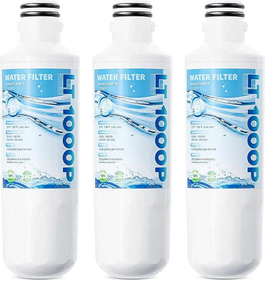 LT1000P ADQ747935 Water Filter 6-Month Replacement for LG LT1000P/PC/PCS, ADQ74793501, ADQ74793502, RWF4700AC, LFXS26973S, LMXS28626S, LRMXS2806S, LFXS28596S, LMWS27626S, Kenmore 46-9980,3 Pack