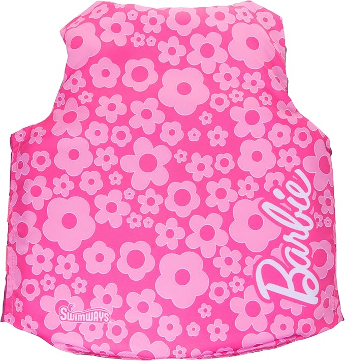 SwimWays Barbie Swim Trainer Life Jacket, US Coast Guard Approved Kids Swim Vest, Pool Floats & Life Jackets for Kids, 33-55 lbs
