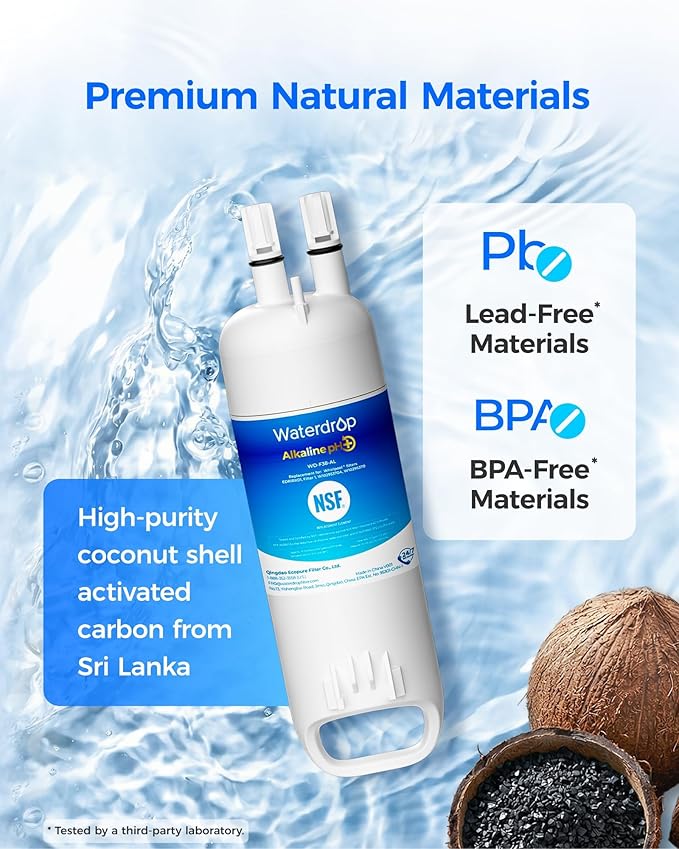 Waterdrop Alkaline W10295370A Replacement for Filter 1, EDR1RXD1, EDR1RXD1B, WD-F38, Enhances pH Refrigerator Water Filter, 3 Pack