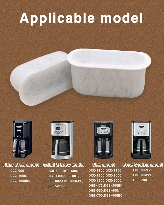 8PCS Replacement Charcoal Water Filters Pods Fit for Drew Barrymore & Cuisinart Coffee Machines – Improves Coffee Flavor, Easy to Install