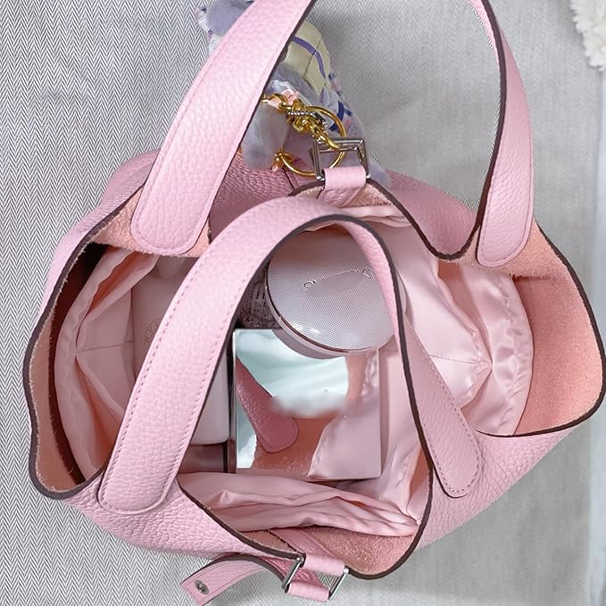 Purse Organizer Insert for Picotin 18/22, Satin Bag Organizer for Picotin Bags, Lightweight Purse Essentials for Women Luxury Handbags, Soft Touch Inner Liner with Multiple Pockets (Pink, PC18)