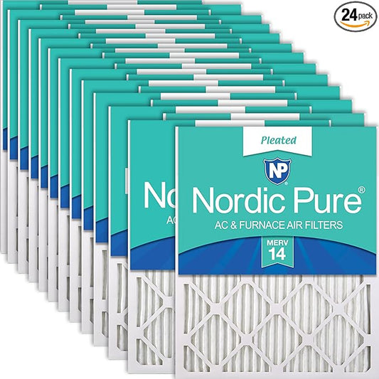 Nordic Pure 16x25x1 (Actual Size: 15 1/2 x 24 1/2 x 3/4) Pleated MERV 14 Air Filters 24 Pack