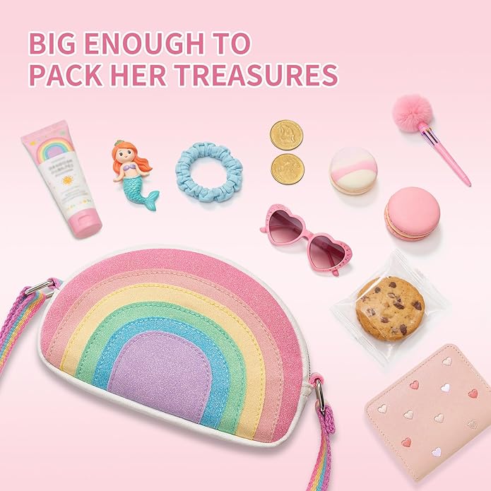Toddler Purse Easter Basket Stuffers Gifts for Kids: 2 3 4 5 6 7 8 Year Old Girl Birthday Gift, Rainbow Crossbody Bag
