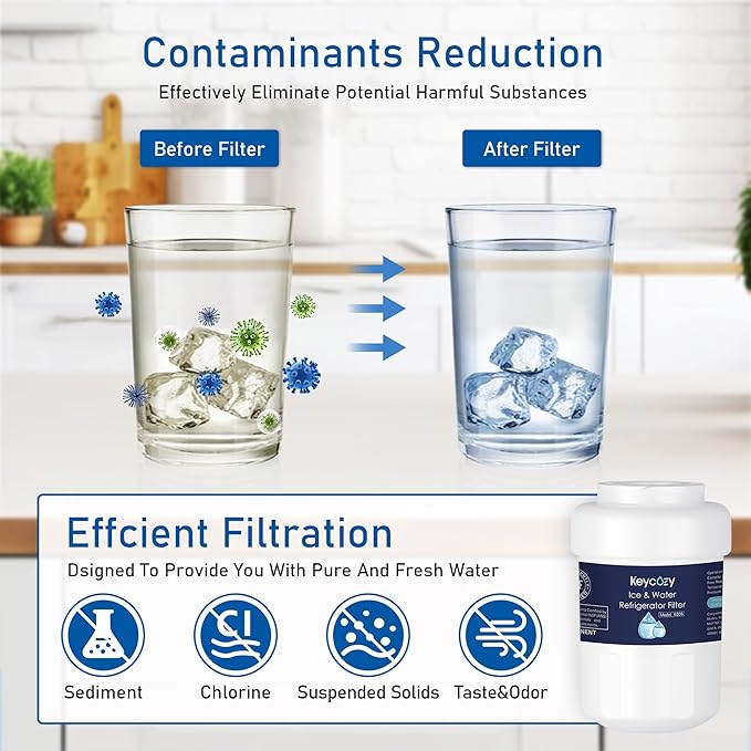 K003 Refrigerator Water Filter Replacement for GE MWF, martWater MWFP, MWFA, GWF, HDX FMG-1, WFC1201,WFC1201, RWF1060, 197D6321P006, PC75009,Kenmore 9991,GSE25GSHECSS, PSHS6PGZBESS (1)