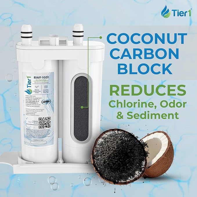 Tier1 RWF1031 WF2CB Refrigerator Water & Air Filter Combo | Replacement for PureSource2, EWF01, FC100, PAULTRA | Fridge Filter - Up to 12 Months Supply | Odor Control | Great Tasting Water (2-pk)