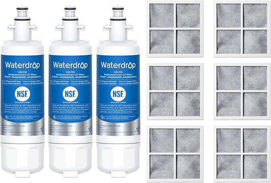 Waterdrop ADQ36006101 Replacement for LG® LT700P® Refrigerator Water Filter & Air Filter, Kenmore® 9690, 469690, ADQ36006102, LFXS30766S, RFC1200A, FML-3 and LT120F® Fresh Air Filter
