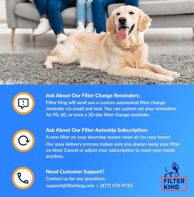 Filter King 10x36x1 Air Filter (MERV 8) (6-Pack) Dust & Allergy Control AC Furnace Filters, MADE IN USA, HVAC, Pleated, Electrostatic (Actual Size: 9.5 x 35.5 x .75)