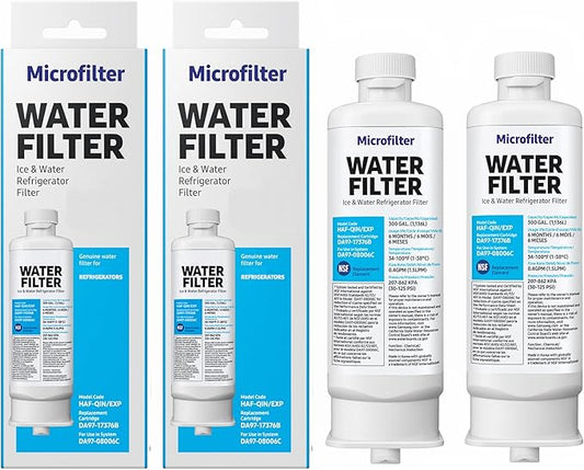HAF-QIN/EXP DA97 Water Filter Replacement – Compatible with DA97-17376B – Carbon Block 99% Contaminant Reduction – Fresh Water & Ice – 12 Month Life 2 PACK