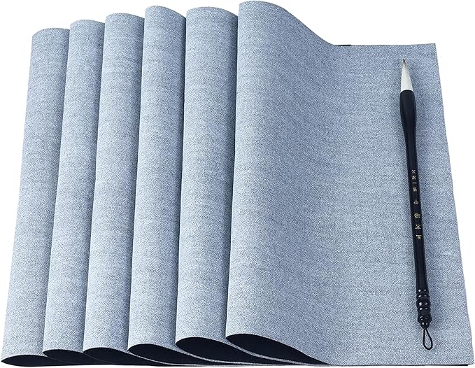 Clofiak 6 Pieces Water Drawing Writing Cloth, 17 x 13 Inch Reusable Calligraphy Paper, Chinese Traditional Calligraphy Water Drawing Mat Mat for Students, Beginners Practicing