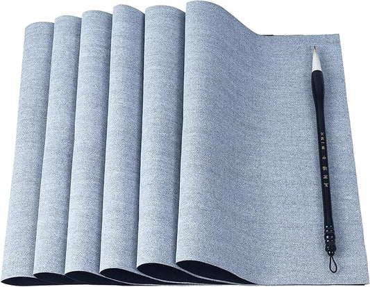 Clofiak 6 Pieces Water Drawing Writing Cloth, 17 x 13 Inch Reusable Calligraphy Paper, Chinese Traditional Calligraphy Water Drawing Mat Mat for Students, Beginners Practicing