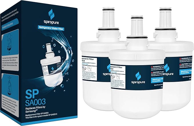 SpiroPure SP-SA003 NSF Certified Refrigerator Water Filter Replacement for DA29-00003G, HAFCU1, AQF-00003G, DA29-00003B, HAFIN2, HAFIN2/EXP, HAFCU1/XAA (3 Pack)