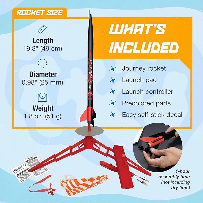 Estes 1441 Journey Rocket-Building Kit, Beginner Flying-Rocket Model Kit for Ages 10+, Includes Launch Pad and Controller