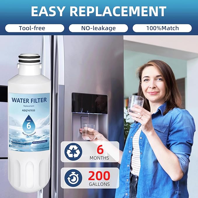 LT1000P ADQ747935 Water Filter 6-Month Replacement for LG LT1000P/PC/PCS ThinQ Water Filter AGF80300704,LMXS28626S,LFXS26973S,LRFLC2706S,LRMXS2806S,LRFS28XBS,LFXC22526S,4 Combo Set