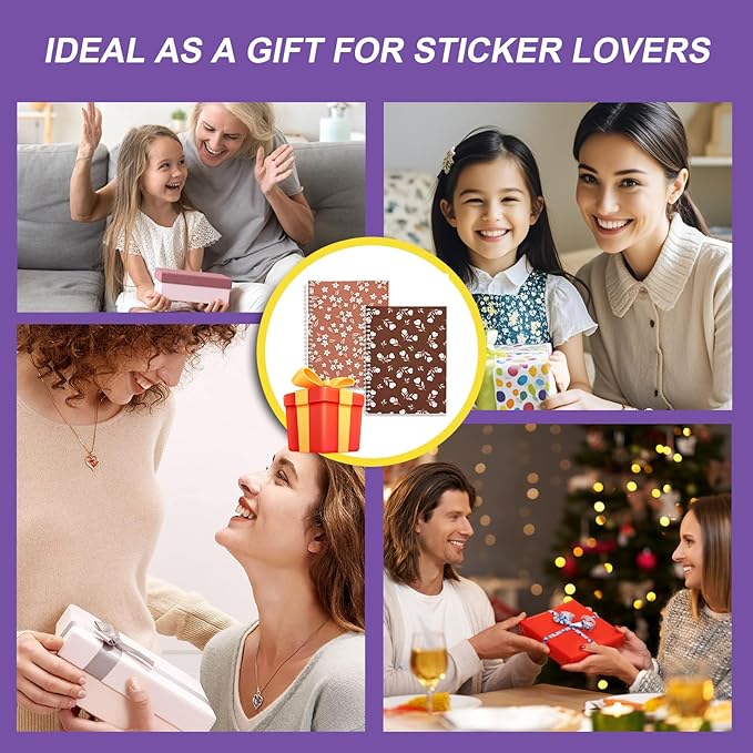 BetterJonny 2 Pcs Reusable Sticker Book Collecting Album Blank Sticker Storage Organizer Book A5 Size with 64 Sheets Release Paper for Collecting Stickers, Labels(White Flowers)