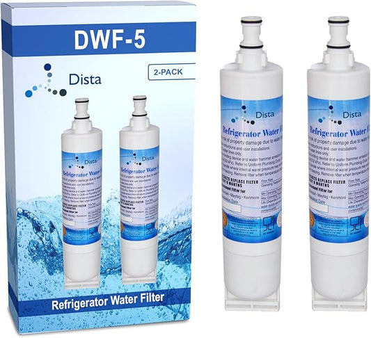 Dista - 4396508 Replacement for Whirlpool 4396510, EDR5RXD1, PNL240V, 4396508p, 4396547, 4392857,LC400V, WF-NLC240V,46-9010, Everydrop Filter 5 Refrigerator Water Filter Pack of 2