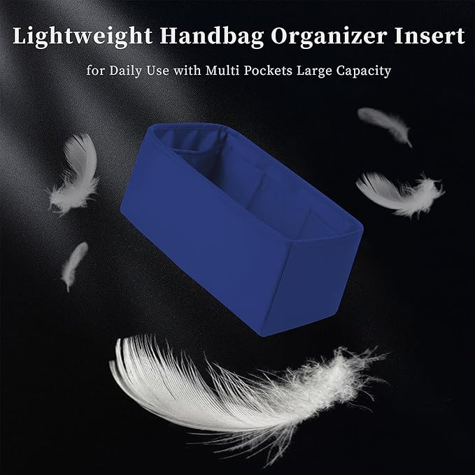 Purse Organizer Insert for Bride A Brac PM, Lightweight & Portable Handbag Organizer, Satin Bag Insert with Practical Pockets, Bag Accessories for Women Luxury Handbags(Blue zellige, PM)