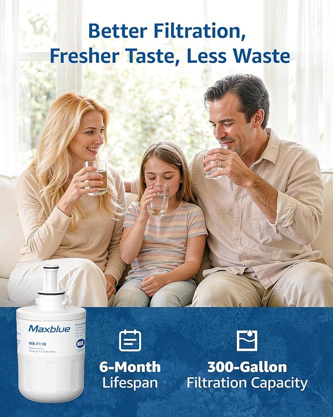 Maxblue DA29-00003G Refrigerator Water Filter, Replacement for Samsung® DA29-00003G, DA29-00003B, Aqua-Pure Plus, RFG237AARS, DA29-00003F, HAFCU1, RFG297AARS, WFC2201, 3 Filters