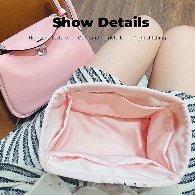 Purse Handbag Silky Organizer Insert Keep Bag Shape Fits Herme Lindy 19/26/30/34 bags, Luxury Handbag Tote Lightweight Sturdy(Pink,LD 34)
